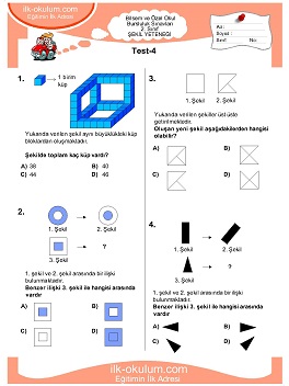 ilkokul 1. Sınıf Bilsem Zeka Testi 